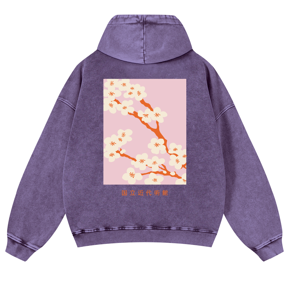Sakura Vintage Washed Cotton Back Art Hoodie