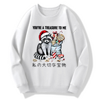 You are my treasure, Christmas wild raccoon Cotton Pullover Sweatshirt