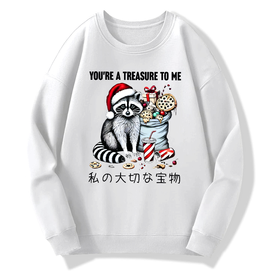 You are my treasure, Christmas wild raccoon Cotton Pullover Sweatshirt