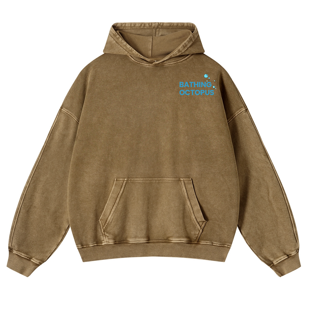 Bubble Bath Octopus Vintage Washed Cotton Back Art Hoodie