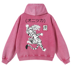 Tiger Vintage Washed Cotton Back Art Hoodie