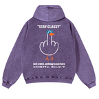 Stay Classy Bird Vintage Washed Cotton Back Art Hoodie