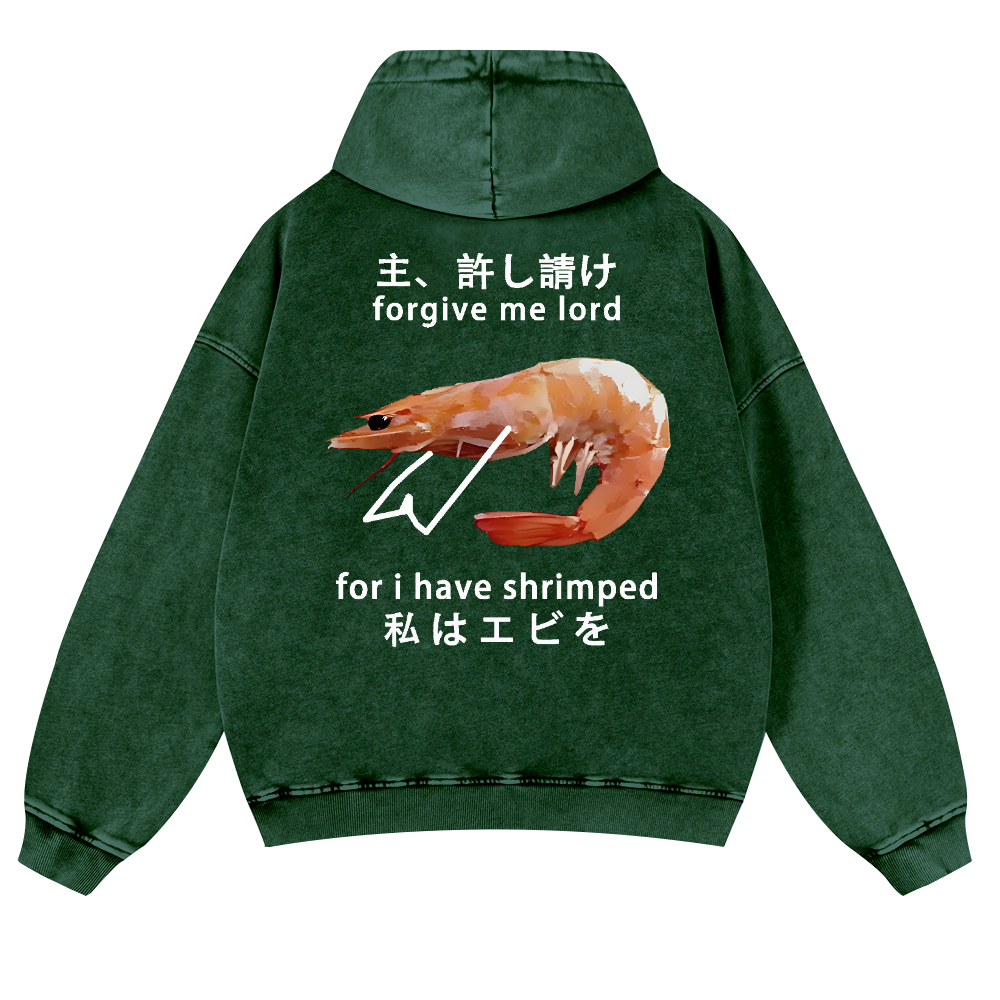 Shrimp Vintage Washed Cotton Back Art Hoodie