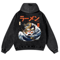 Ramen Wave Vintage Washed Cotton Back Art Hoodie