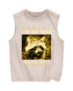 I don't think therefore i do not am Raccoon Vintage Distressed Washed Tank Top