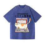 Sysadmins Cat Vintage Wash Japanese Design T-Shirt