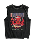 Tako Sushi Octopus Vintage Distressed Washed Tank Top