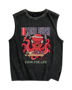 Tako Sushi Octopus Vintage Distressed Washed Tank Top