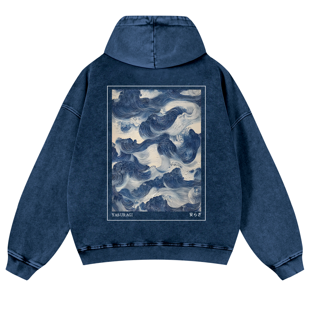 Yasuragi Vintage Washed Cotton Back Art Hoodie