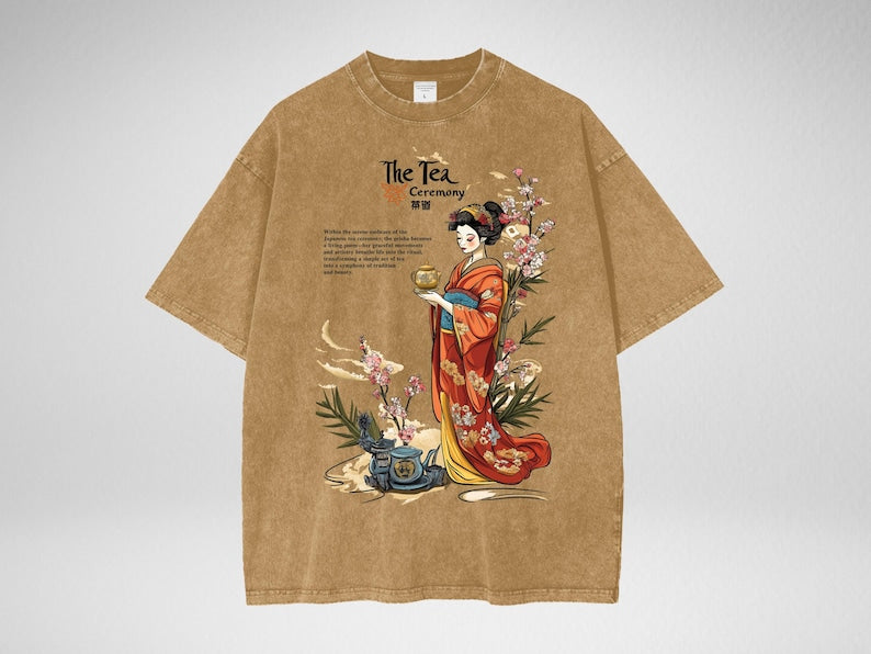 Geisha Tea Ceremony Oversize UNISEX Snow Washed T-Shirt