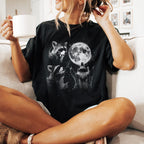 Unisex Raccoon Moon Printed Washed Tee
