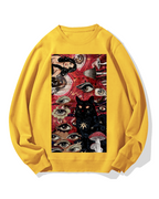 Psychedelic Black Cat Cotton Sweatshirt