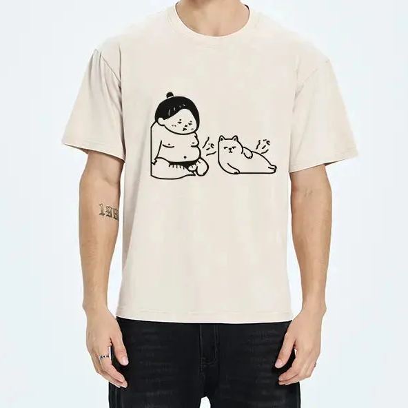 Warrior And Cat Are Both Hungry Washed T-Shirt