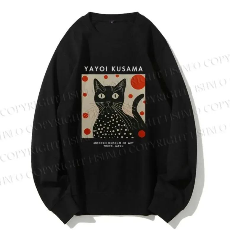 Unisex Casual Yayoi Kusama Cat Printed Sweatshirt