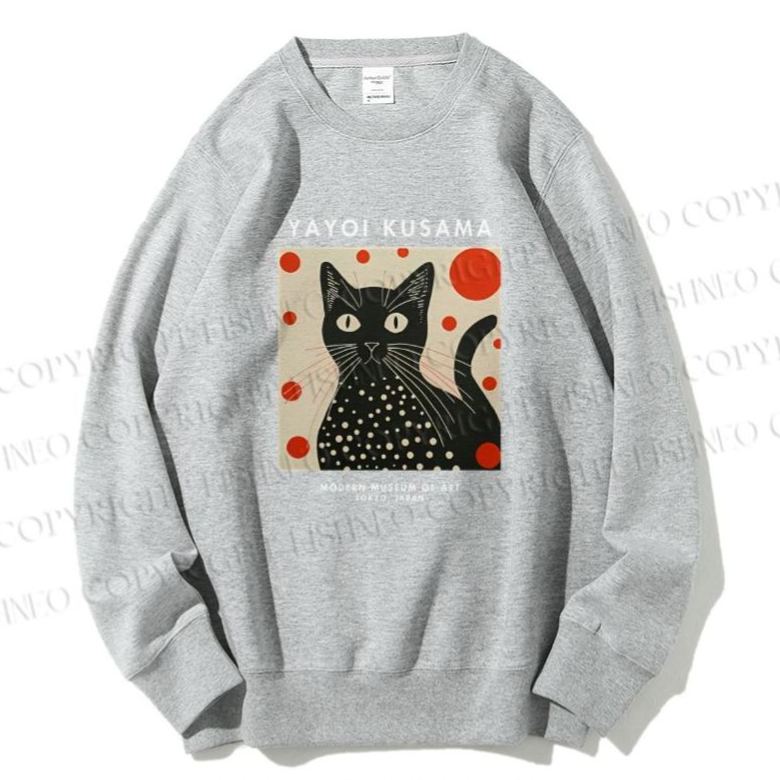 Unisex Casual Yayoi Kusama Cat Printed Sweatshirt