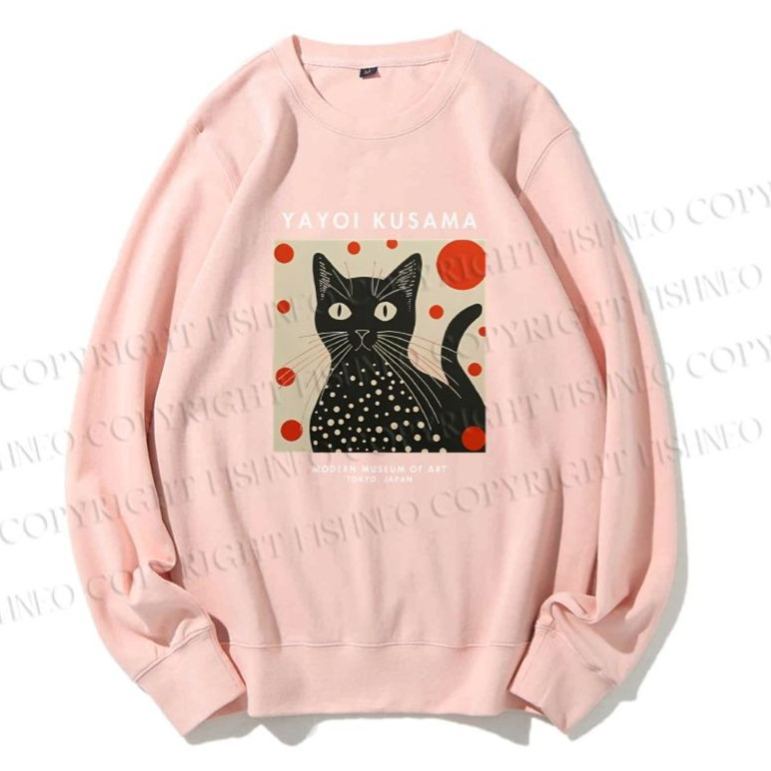 Unisex Casual Yayoi Kusama Cat Printed Sweatshirt