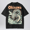 UNISEX Okinawa Japanese Dragon Oversize Snow Washed T-Shirt