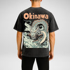 UNISEX Okinawa Japanese Dragon Oversize Snow Washed T-Shirt