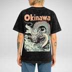 UNISEX Okinawa Japanese Dragon Oversize Snow Washed T-Shirt