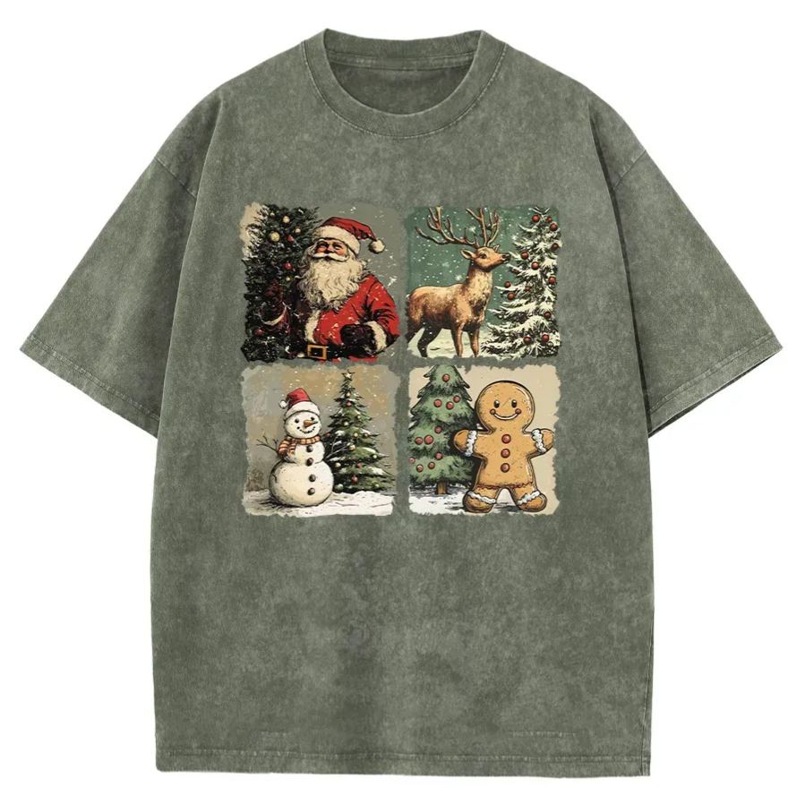 Vintage Christmas Sublimation Washed T-Shirt