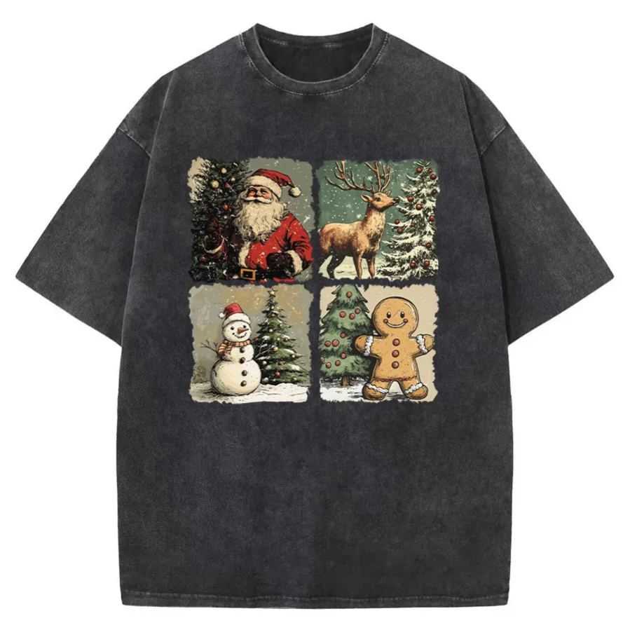 Vintage Christmas Sublimation Washed T-Shirt