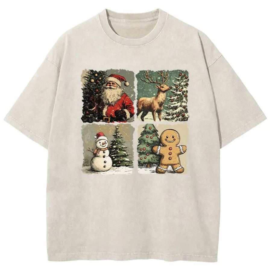 Vintage Christmas Sublimation Washed T-Shirt