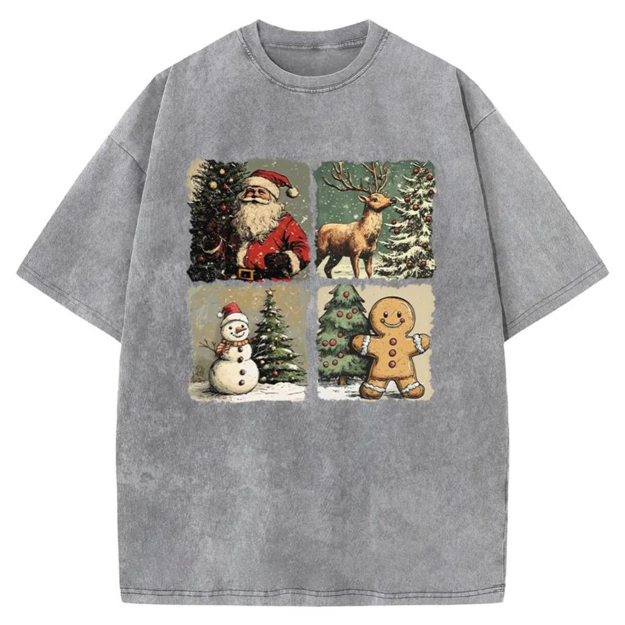 Vintage Christmas Sublimation Washed T-Shirt