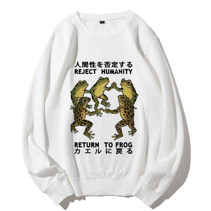 Casual Back To Frog Funny Printed Crewneck Sweatshirt