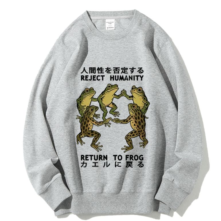 Casual Back To Frog Funny Printed Crewneck Sweatshirt