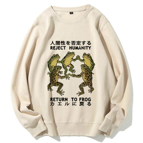 Casual Back To Frog Funny Printed Crewneck Sweatshirt