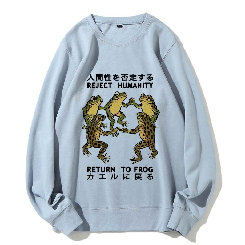 Casual Back To Frog Funny Printed Crewneck Sweatshirt