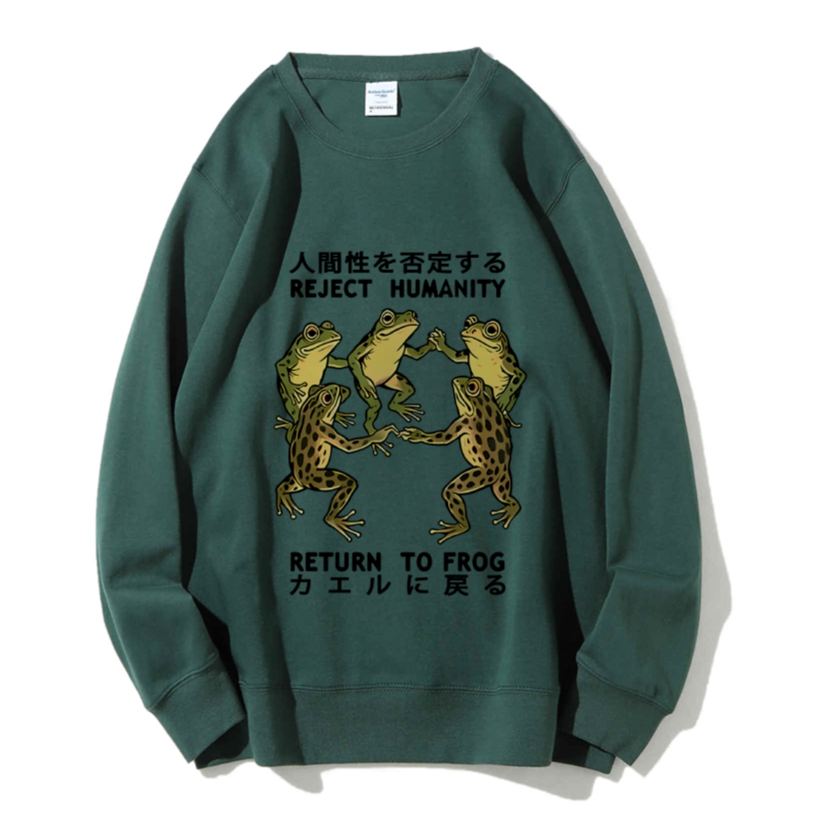 Casual Back To Frog Funny Printed Crewneck Sweatshirt