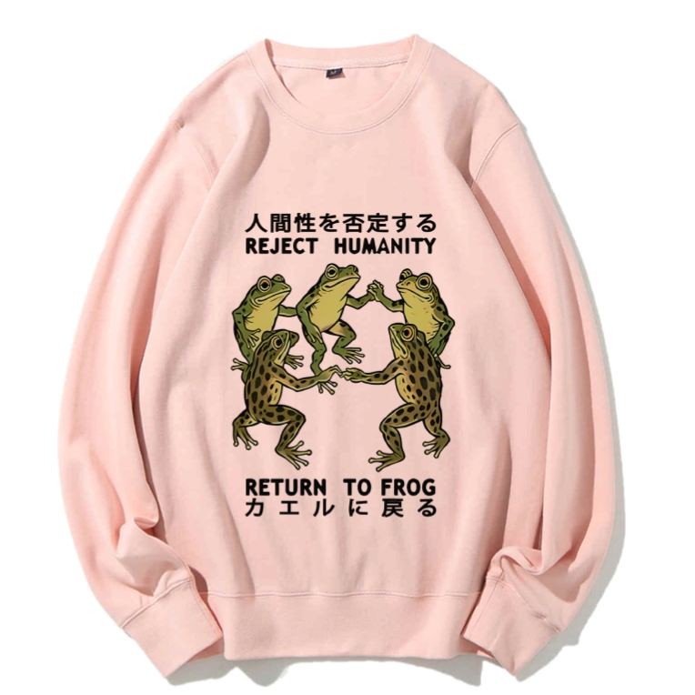 Casual Back To Frog Funny Printed Crewneck Sweatshirt