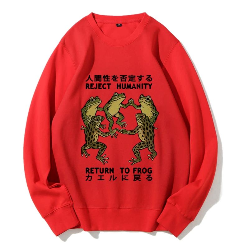 Casual Back To Frog Funny Printed Crewneck Sweatshirt