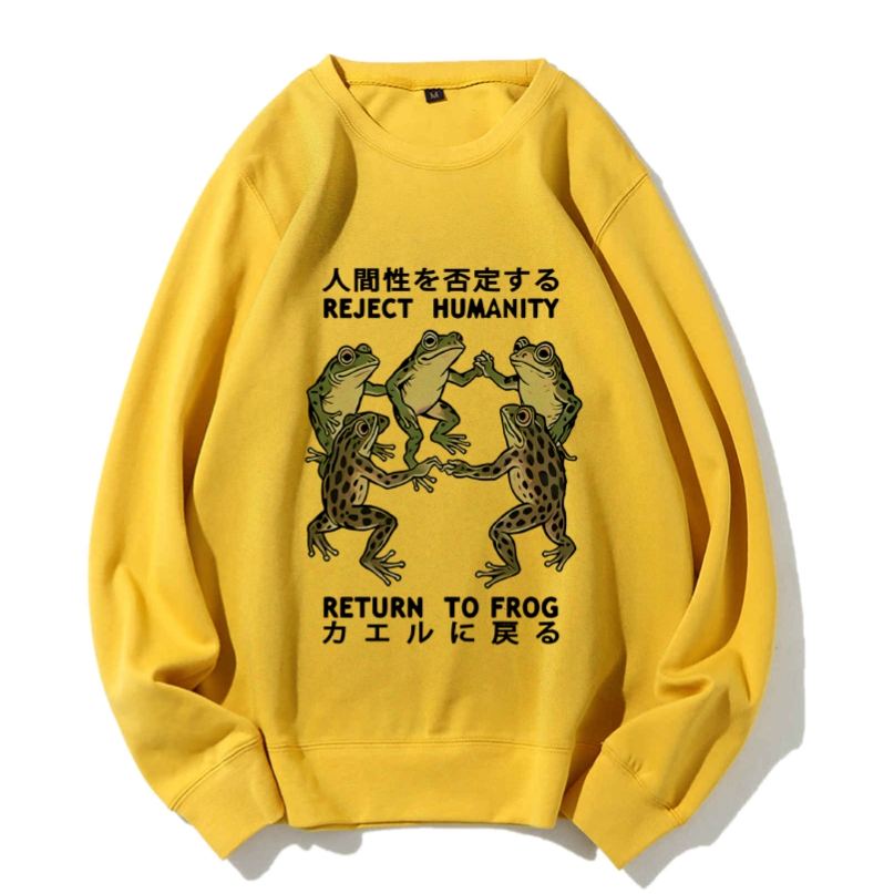 Casual Back To Frog Funny Printed Crewneck Sweatshirt