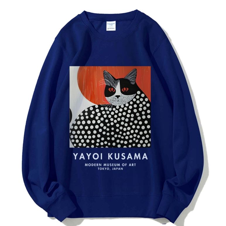 Unisex Yayoi Kusama Cat Printed Sweatshirt