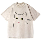 Cat Vintage Wash Japanese Design T-Shirt