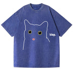 Cat Vintage Wash Japanese Design T-Shirt