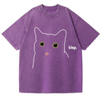 Cat Vintage Wash Japanese Design T-Shirt