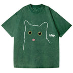 Cat Vintage Wash Japanese Design T-Shirt