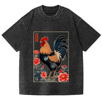 Rooster Vintage Wash Japanese Design T-Shirt