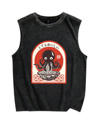 Ramen Lover Octopus Vintage Distressed Washed Tank Top