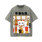 Unlucky Day Cat Vintage Wash Japanese Design T-Shirt