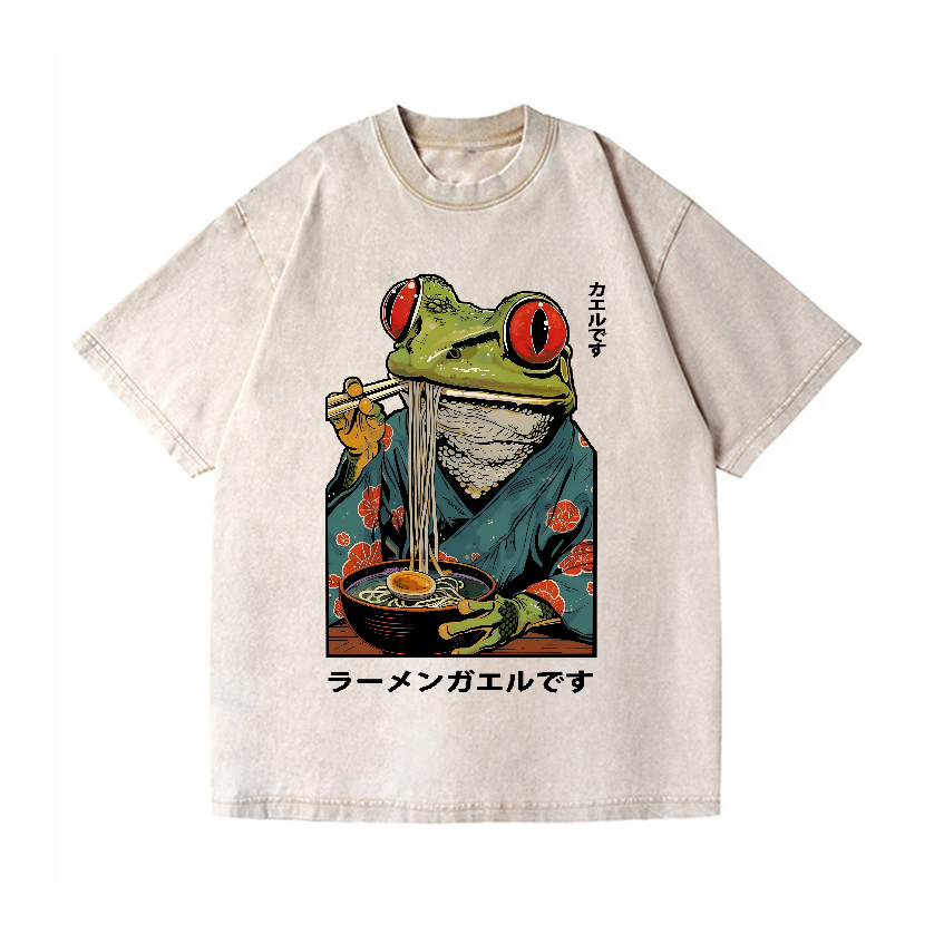 Frog Ramen Vintage Wash Japanese Design T-Shirt