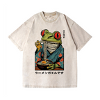 Frog Ramen Vintage Wash Japanese Design T-Shirt