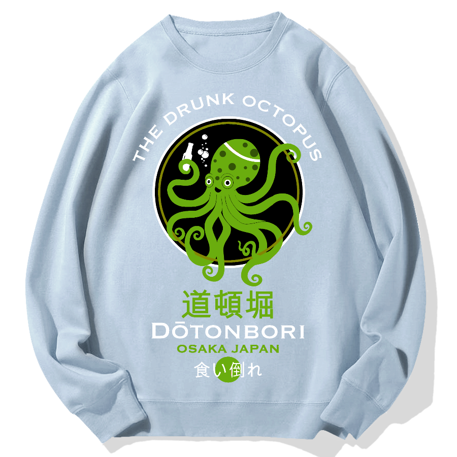 Dotonbori Octopus(Green) Geek Cotton Sweatshirt