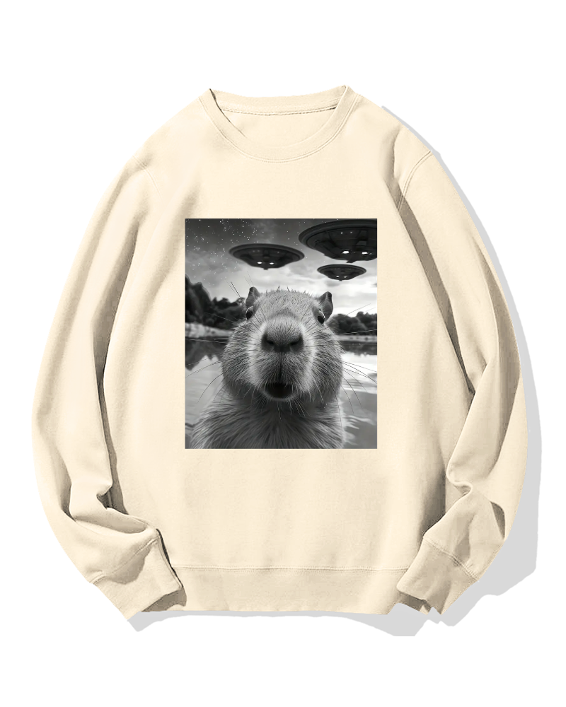UFO and Capybara Cotton Sweatshirt