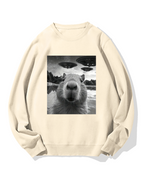 UFO and Capybara Cotton Sweatshirt