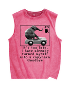 Funny elephant driving a car Vintage Distressed Washed Tank Top