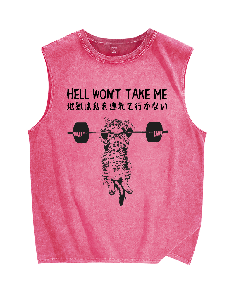 Hell Won't Take Me Vintage Distressed Washed Tank Top